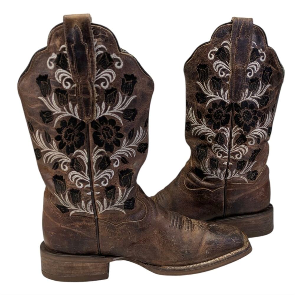 Dan Post Athena Floral Western Boots GUC $255 Size 7  S3929